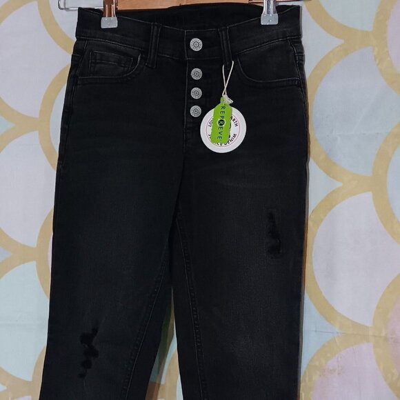 Justice Brand Fashion Jeans Size 10 Girls Washed Black Fringe Hem NWT - Picture 3 of 9